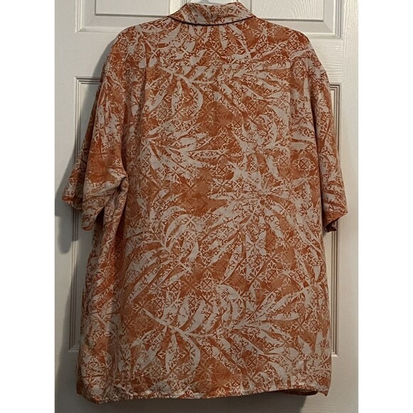 Tasso Elba Island Ethnic Print Silk/Linen Camp Shirt Front Pocket Side Vents XXL - Picture 10 of 10